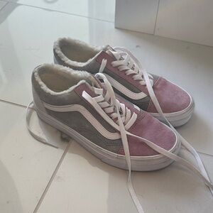 Vans Women's Stylish Pink and Gray Sneakers